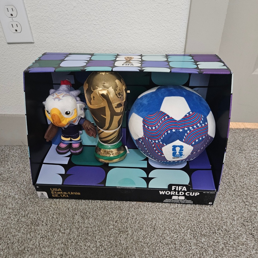 FIFA World Cup‎ 26 USA Plush 3 Pack Set Eagle Trophy Soccer Ball Jazwares New